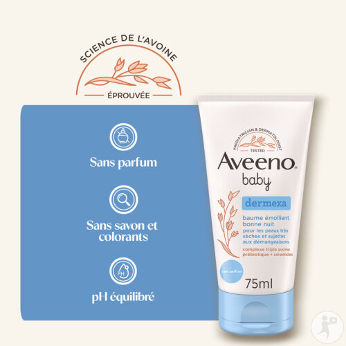 Aveeno Baby Dermexa Baume Émolliente Bonne Nuit Tube 75ml-5