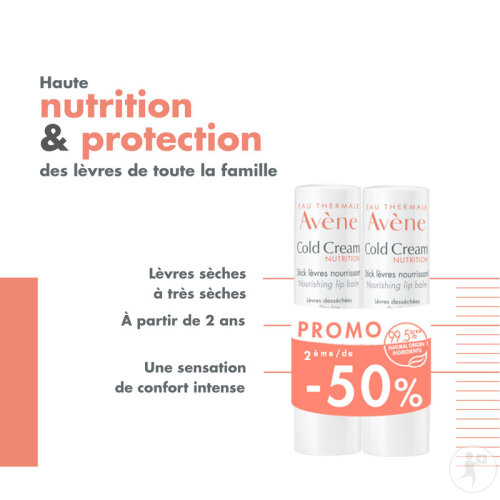Avène Cold Cream Nutrition Stick Lèvres Nourrissant 2x4g 2e À -50%-4