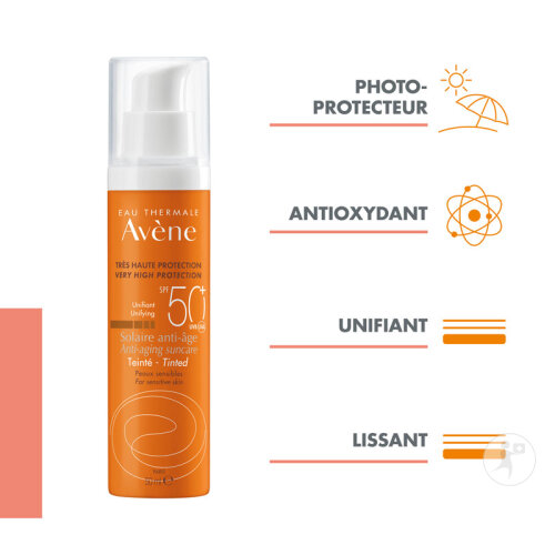 Avène Solaire IP50+ Crème Anti-Âge Teinté Très Haute Protection Peau Sensible 50ml-6