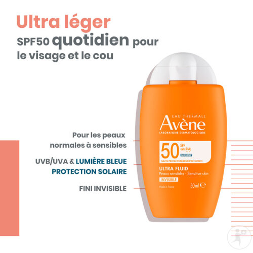 Avène Solaire IP50 Ultra Fluid Invisible Haute Protection Peau Sensible 50ml-4