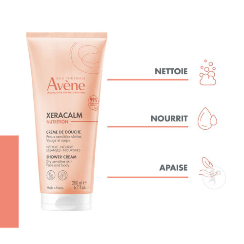 Crème De Douche Avène XERACALM AD Nutrition - 200ml, Pour Peaux Sèches Et Sensibles, Neuf Sous Blister