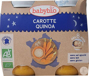 Babybio Bonne Nuit Carotte Quinoa Dès 8 Mois 2x200g