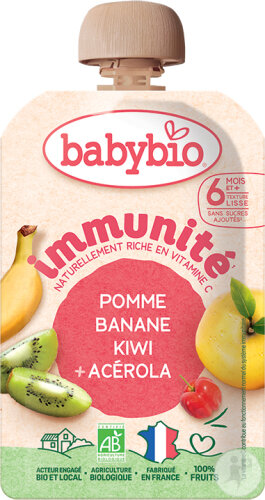 Babybio Gourde Immunité Pomme Banane Kiwi Acérola +6 Mois 100g