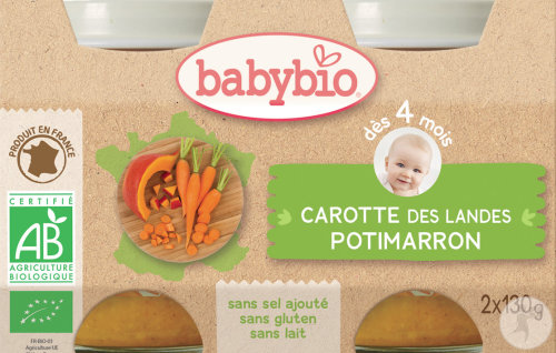 Babybio Carotte Des Landes Potimarron Bébés 4+ Mois 2x130g