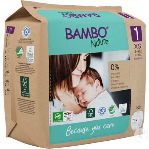 Bambo Nature Couches Bébé Taille 1 2 À 4kg Sachets En Papier 22 Pièces-2