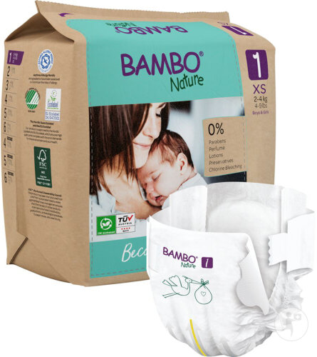 Bambo Nature Couches Bébé Taille 1 2 À 4kg Sachets En Papier 22 Pièces