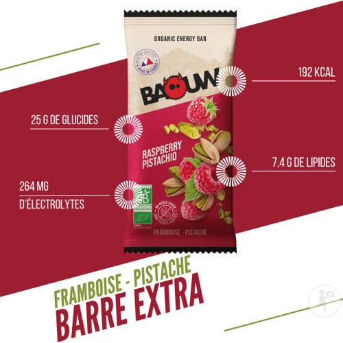 Baouw Barre Énergétique Bio Framboise Pistache 12x50g-2