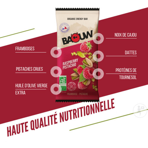 Baouw Barre Énergétique Bio Framboise Pistache 12x50g-3