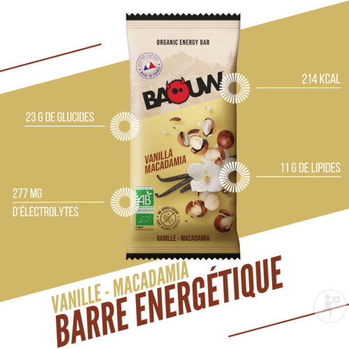 Baouw Barre Énergétique Bio Vanille Macadamia 12x50g-2