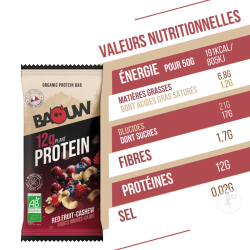 Baouw Barre Protéinée Bio Fruits Rouges Cajou 12x50g-7