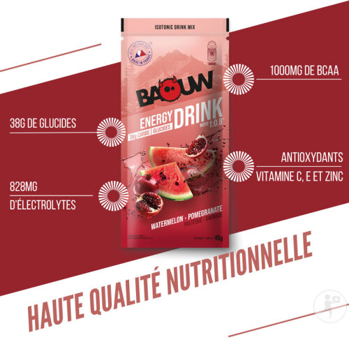 Baouw Boisson Isotonique Sachet Pastèque Grenade 45g-5