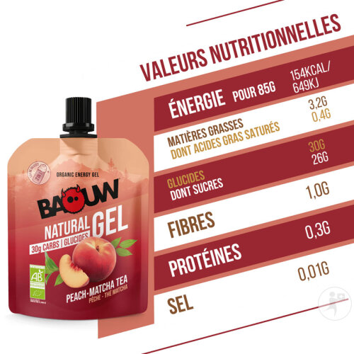Baouw Gel Énergétique Naturel Bio Pêche Thé Matcha 85g-9