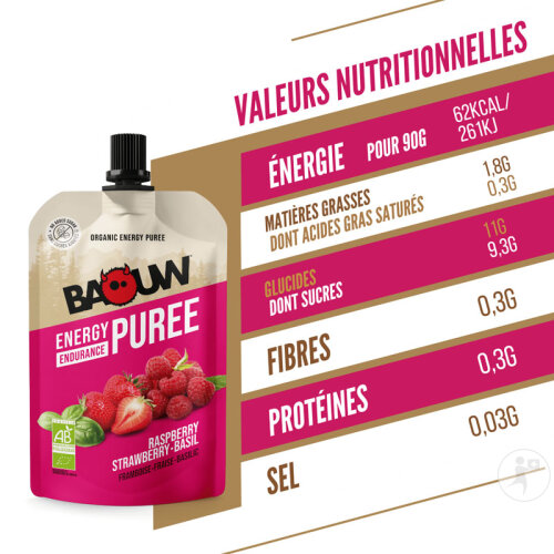 Baouw Purée Énergétique Bio Framboise Fraise Basilic 90g-7