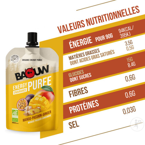 Baouw Purée Énergétique Bio Mangue Passion Gingembre 90g-6