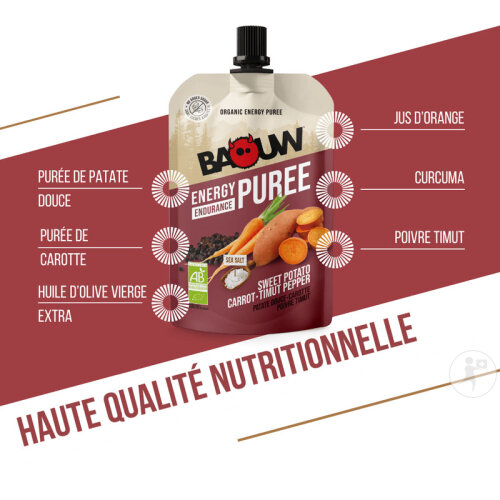 Baouw Purée Énergétique Bio Patate Douce Carotte Poivre Timut 90g-2