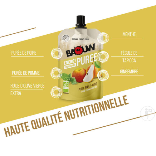 Baouw Purée Énergétique Bio Poire Pomme Menthe 90g-2