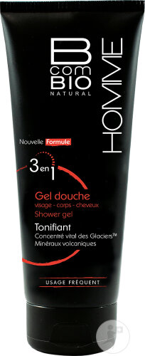 BcomBio Homme Gel Douche Bio 3en1 Tonifiant Tube 200ml