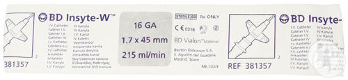 BD Insyte-W Cathéter IV 16G 2 1,7x45mm Gris 1 Pièce (381357)