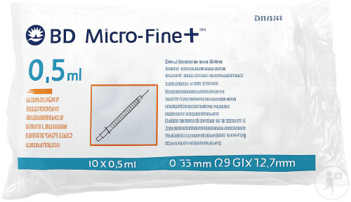 Embecta Micro-Fine+ Seringue Insuline 0,5ml 29Gx12,7mm Pièces 10 (320812)