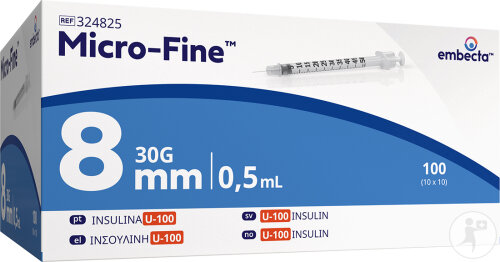 Embecta Micro-Fine+ Seringue Insuline 0,5ml 30Gx8mm Pièces 100 (324870)