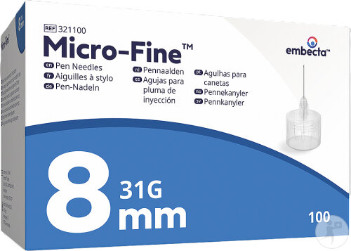 Embecta Microfine Aiguilles À Stylos 31gx8mm 100 Pièces