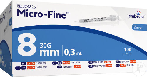 BD Microfine Seringues À Insuline Demi 0,3ml/30g/8mm 100 Pièces