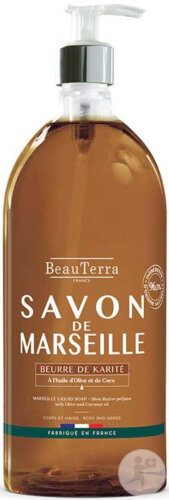 Beauterra Savon De Marseille Corps Et Mains Beurre De Karité Peaux Sensibles 1l