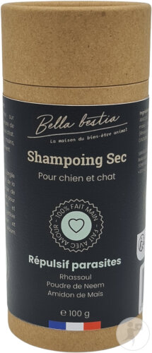 Bella Bestia Shampoing Sec Répulsif Parasites Chien Et Chat 100g