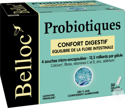 Belloc Probiotiques Confort Digestif Complément Alimentaire Dès 11 Ans 30 Gélules