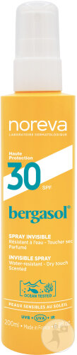 Noreva Bergasol IP30 Spray Invisible Parfumé Peaux Sensibles Au Soleil 200ml