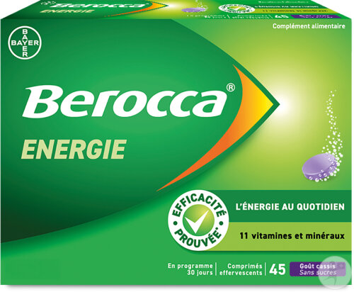 Berocca Energie Complément Alimentaire Gout Cassis 45 Comprimés Effervescents