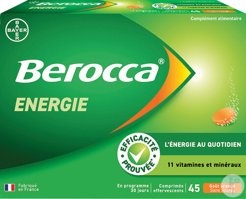 Berocca Energie Complément Alimentaire Gout Orange 45 Comprimés Effervescents