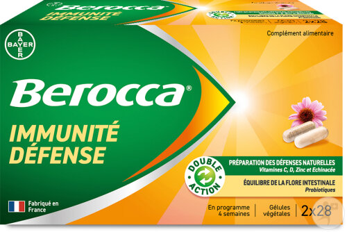 Berocca Immunité Défense Vitamine D/C/B Et Zinc Lot De 2x28 Gélules Végétales