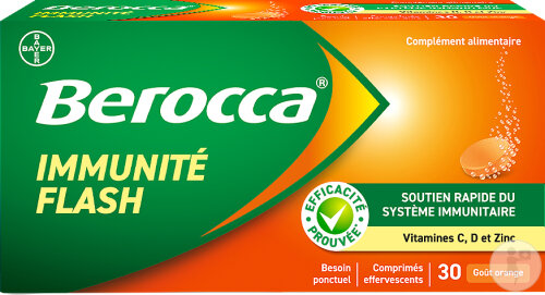 Berocca Immunité Flash Complément Alimentaire Système Immunitaire 30 Comprimés Effervescents