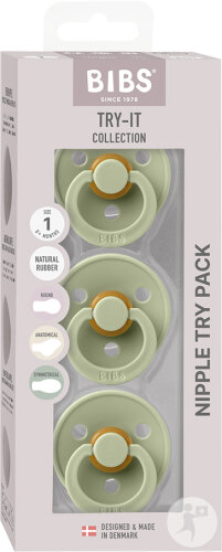 Bibs 1 Try It Pack Tétines Sage 3 Produits