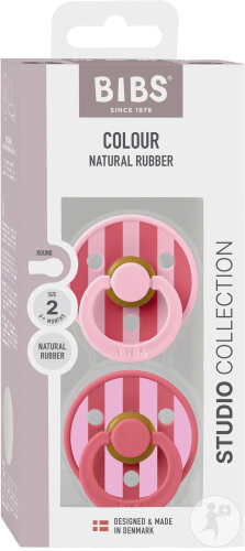 Bibs 2 Sucette Studio Duo Block Baby Pink 2 Pièces