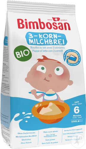 Bimbosan Bio Bouillie Au Lait Avec 3 Céréales Sachets 300g