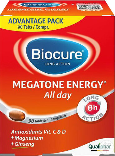 Biocure Long Action Megatone Energy Énergie Instantanée Et Concentration 90 Comprimés