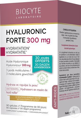 Biocyte Hyaluronic Forte 300mg Complément Alimentaire Anti-Âge 90 Gélules