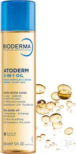 Bioderma Atoderm 2en1 Huile Sèche Corps Peaux Sensibles Normales À Sèches Flacon 150ml