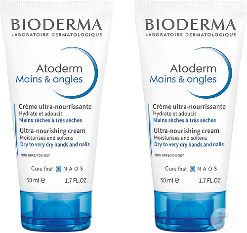 Bioderma Atoderm Crème Mains-Ongles Réparateur Mains Sèches 50ml NF Promo Pack 1 + 1 Gratuit