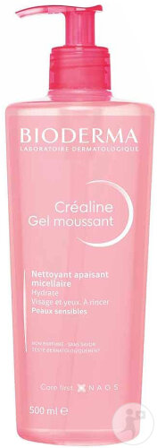 Bioderma Créaline Gel Moussant Nettoyant Apaisant Micellaire Peaux Sensibles Flacon Pompe 500ml