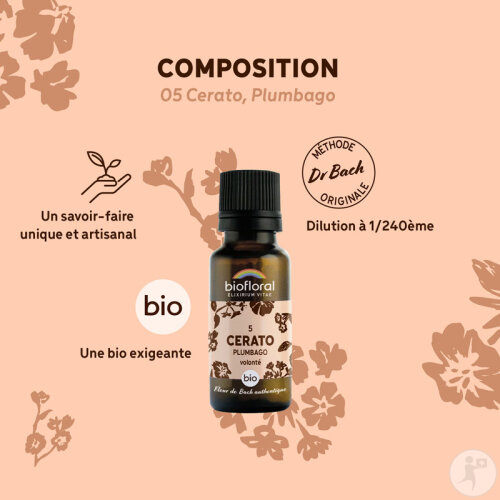 Biofloral 05 Cerato Plumbago Fleur De Bach Granules Bio 19,5g-3