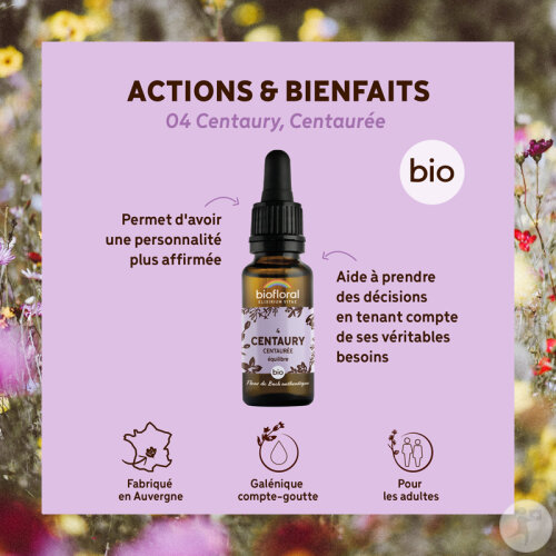 Biofloral Fleurs De Bach 04 Centaurée Équilibre Et Calme Bio 20ml-2