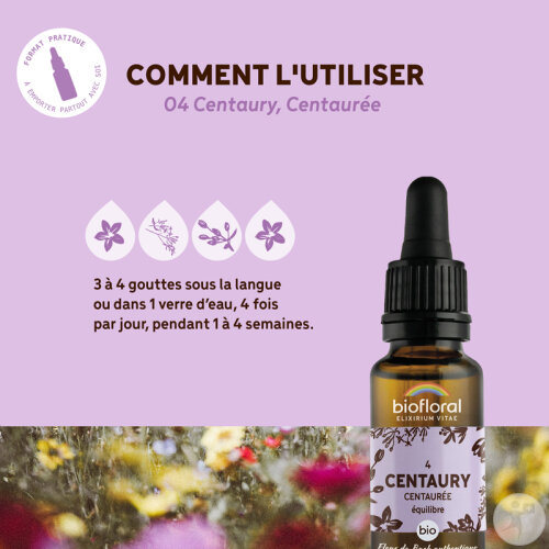 Biofloral Fleurs De Bach 04 Centaurée Équilibre Et Calme Bio 20ml-4