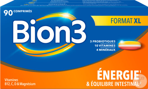 Bion3 Énergie Équilibre Intestinal Vitamines Minéraux Et Probiotiques 90 Comprimés