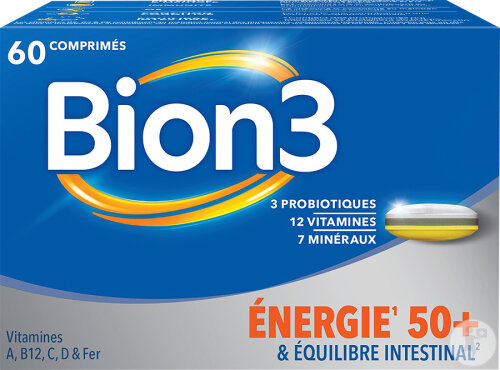 Bion3 Énergie 50+ Complément Alimentaire Équilibre Intestinal 60 Comprimés
