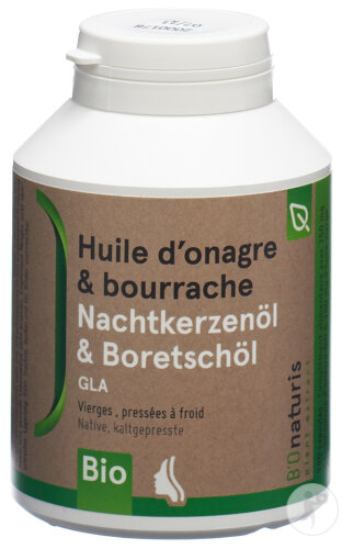 Bionaturis Huile Onagre + Bourrache 500mg Bio 180 Capsules