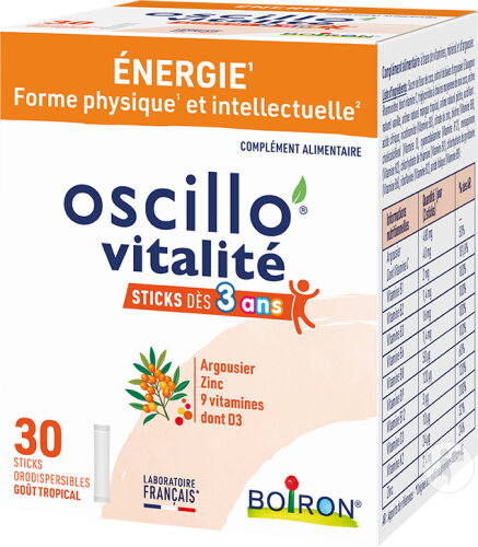 Boiron Oscillo’ Vitalité Enfant Des 3 Ans Gout Tropical 30 Sticks