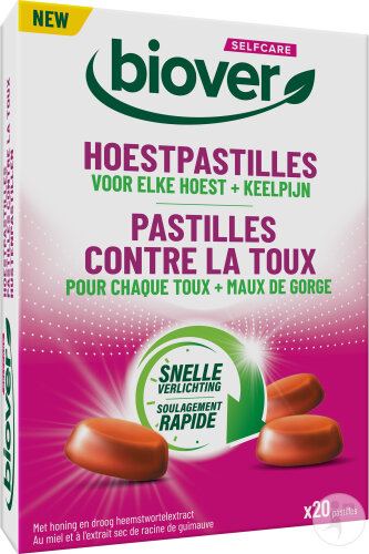 Biover Selfcare Pastilles Contre La Toux Et Les Maux De Gorge Au Miel + Racine De Guimauve 20 Pièces